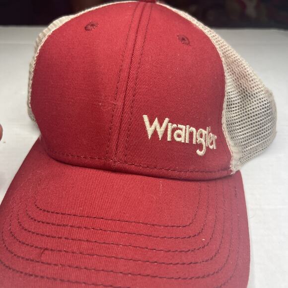 Wrangler Trucker Adjustable Hat With American Flag On Back. Red Wrangler Hat - Picture 11 of 16